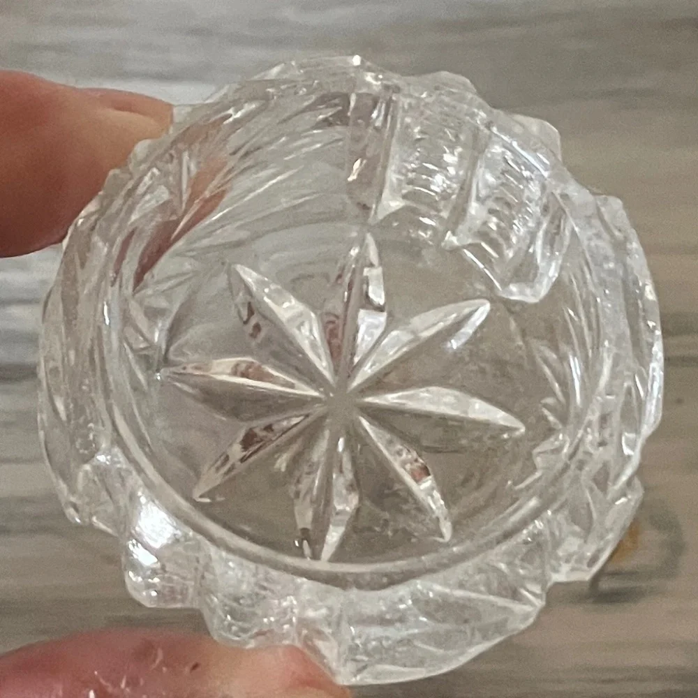 Vintage Crystal Dual Salt Cellars with Stand